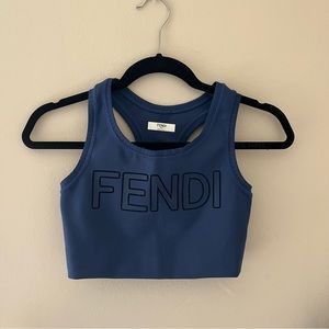 Fendi blue logo sports bra